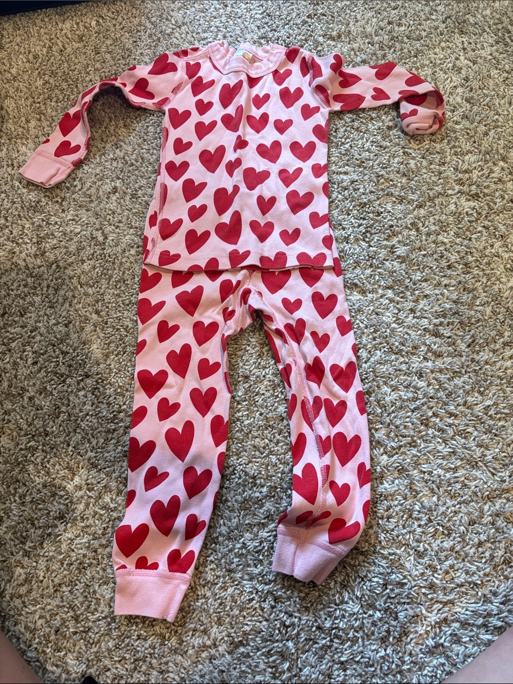 Hanna Andersson Pink Heart Print Girls Pajama Set